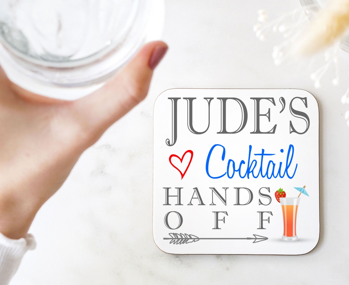 Personalised Cocktail Wooden Gift Drinks Coaster